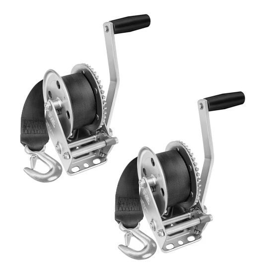 Fulton 1.1K Marine Trailer Winch with Strap and Manual Handle - 2 Pack