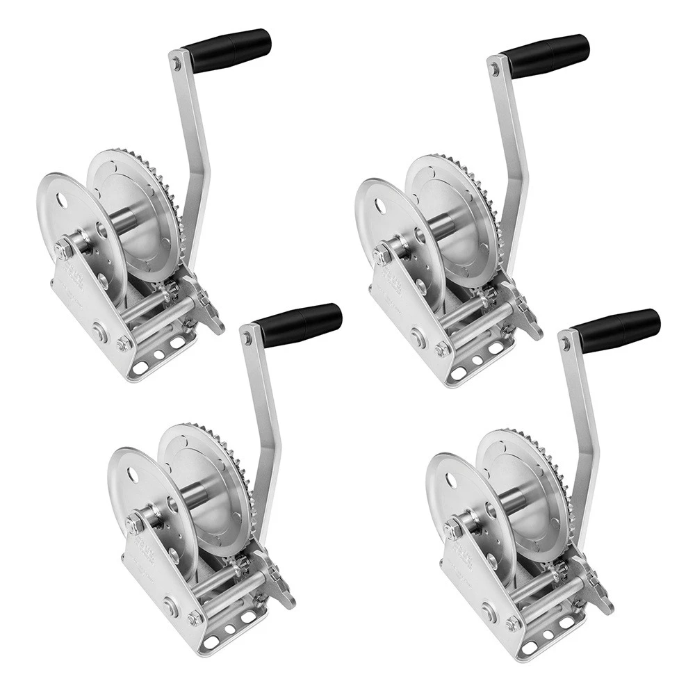 Fulton 1,500 lb single-speed trailer winch pack of 4 with 8″ handle, no strap