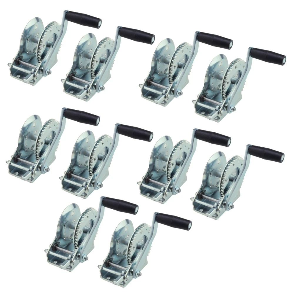 Fulton 1.5K Marine Trailer Winch 10-Pack w/ 8" Crank Handle and Strap or Rope