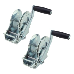 Fulton 2x 1.5K Marine Trailer Winch w/ 8" Crank Handle and Strap or Rope