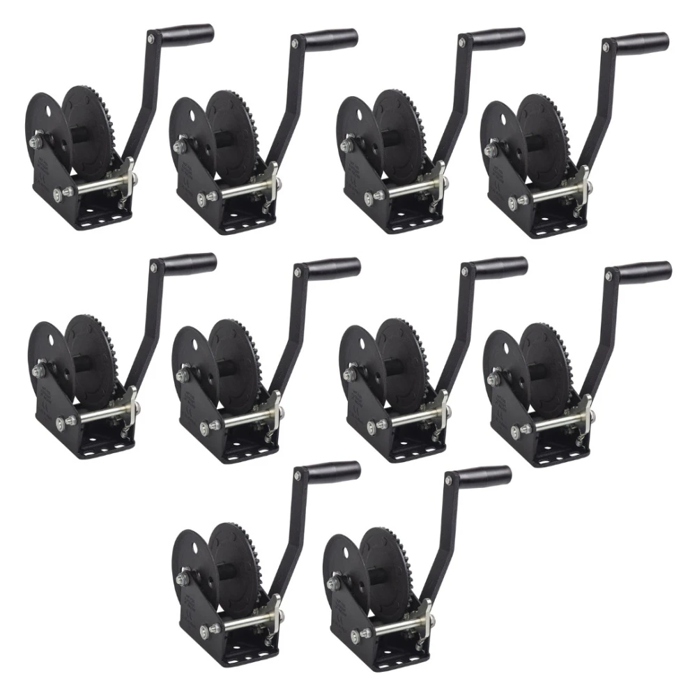 Fulton 1.5K Single Speed Trailer Winch 10 Pack with 20 ft Strap and 8″ Handle – Black
