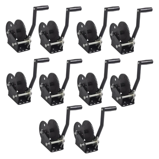 Fulton 1.5K Single Speed Trailer Winch 10 Pack with 20 ft Strap and 8″ Handle – Black