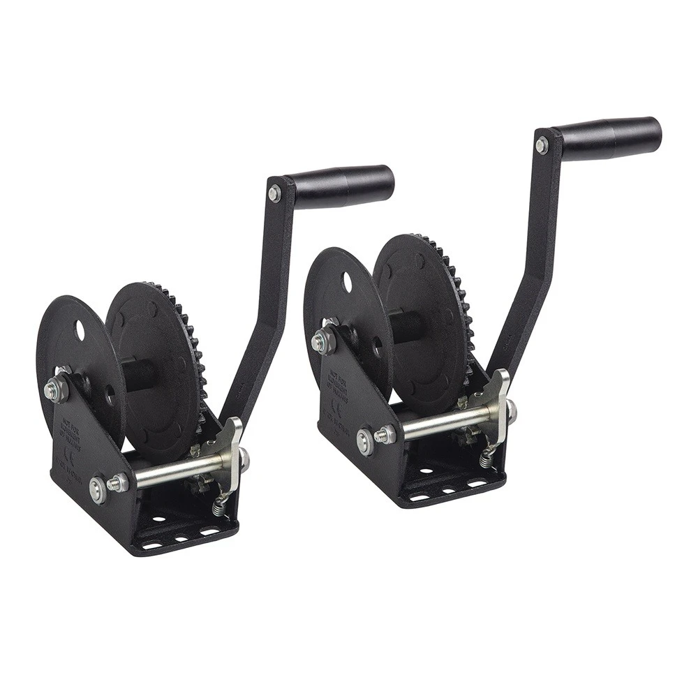 Fulton black single-speed trailer winch 1,500 lb with 20 ft strap and 8 in handle