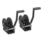 Fulton black single-speed trailer winch 1,500 lb with 20 ft strap and 8 in handle