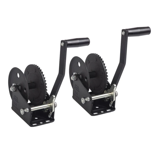 Fulton black single-speed trailer winch 1,500 lb with 20 ft strap and 8 in handle