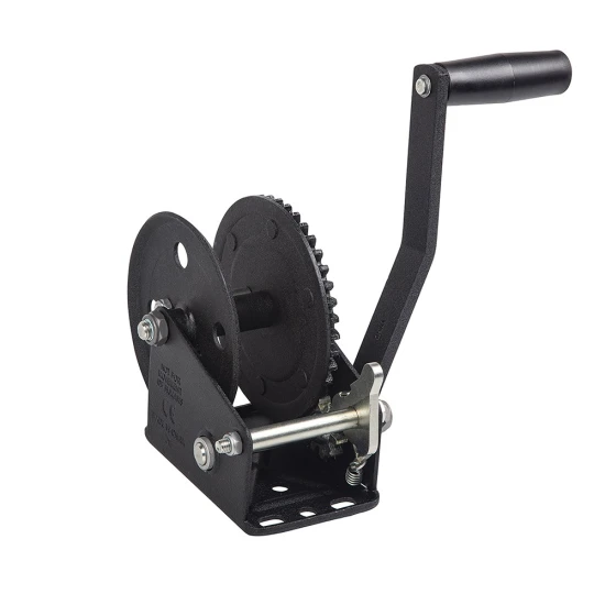 Fulton single-speed trailer winch 1500 lb with 20 ft strap and 8 in handle, black zinc