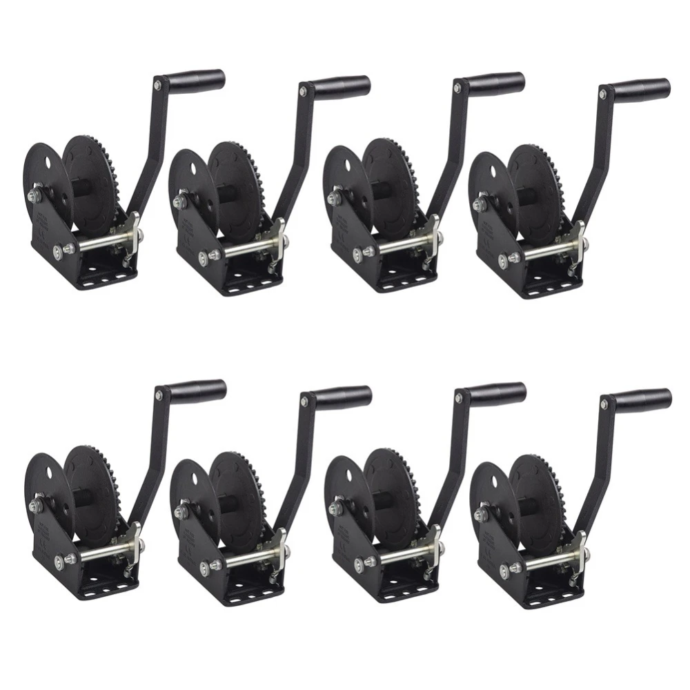 Fulton single-speed trailer winch 1500 lb capacity black with 20 ft strap and 8″ handle – 8-pack bundle