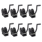 Fulton single-speed trailer winch 1500 lb capacity black with 20 ft strap and 8″ handle – 8-pack bundle