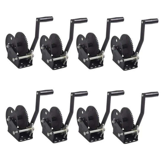 Fulton single-speed trailer winch 1500 lb capacity black with 20 ft strap and 8″ handle – 8-pack bundle