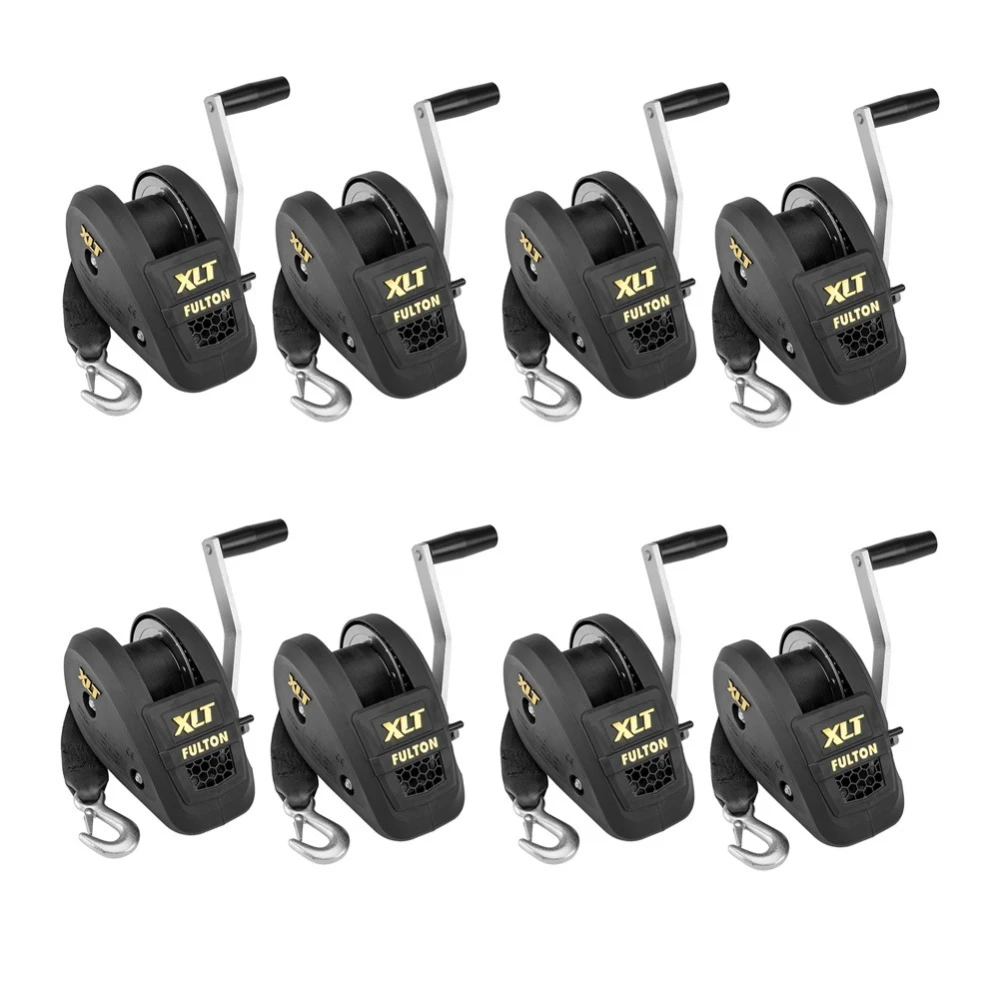 Fulton XLT Marine Trailer Winch Bundle with 8" Handle and 20' Strap – 8 Pack