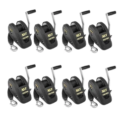 Fulton 8x 1.5K XLT Marine Trailer Winch w/ 20 ft Strap and Black Cover 