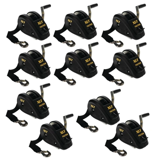 Fulton 1.5K XLT Marine Trailer Winch with Strap and Handle – Bundle of 10