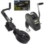 Fulton XLT Boat Trailer Winch 1800 lbs + Tactical Black Trailer Jack Sharkskin Saltwater Tested 1500 lbs 5 Year Warranty + Hardware Bolt-On Side Mount