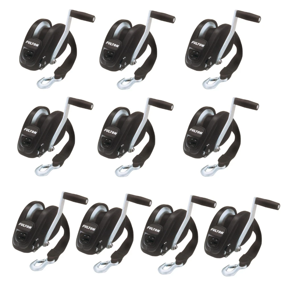 Fulton XLT 1,800 lb Marine Trailer Winch 10-Pack with Strap and 10" Handle