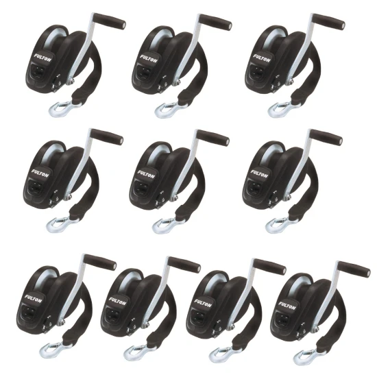 Fulton XLT 1,800 lb Marine Trailer Winch 10-Pack with Strap and 10" Handle