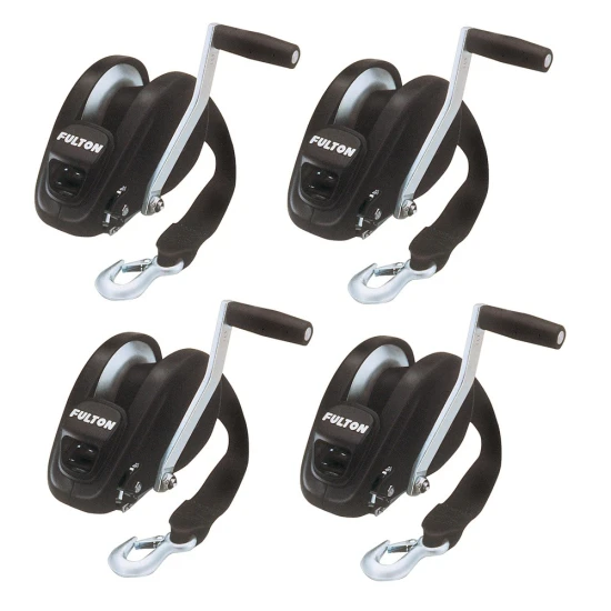 Fulton XLT 1,800 lb Marine Trailer Winch with 20' Strap and 10" Handle – 4-Pack