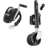 Fulton XLT Boat Trailer Winch Single-Speed 1800 lbs + Fulton XP Boat Trailer Jack 1500 lbs Lift Dual Wheel 5 Year Warranty + Hardware Bolt-On Side Mount