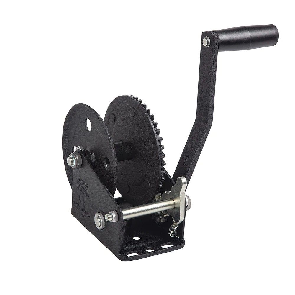 Fulton 1.8K Single-Speed Trailer Winch with Strap – Glossy Black 4-Pack