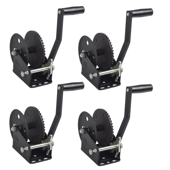 Fulton 1.8K Single-Speed Trailer Winch with Strap – Glossy Black 4-Pack