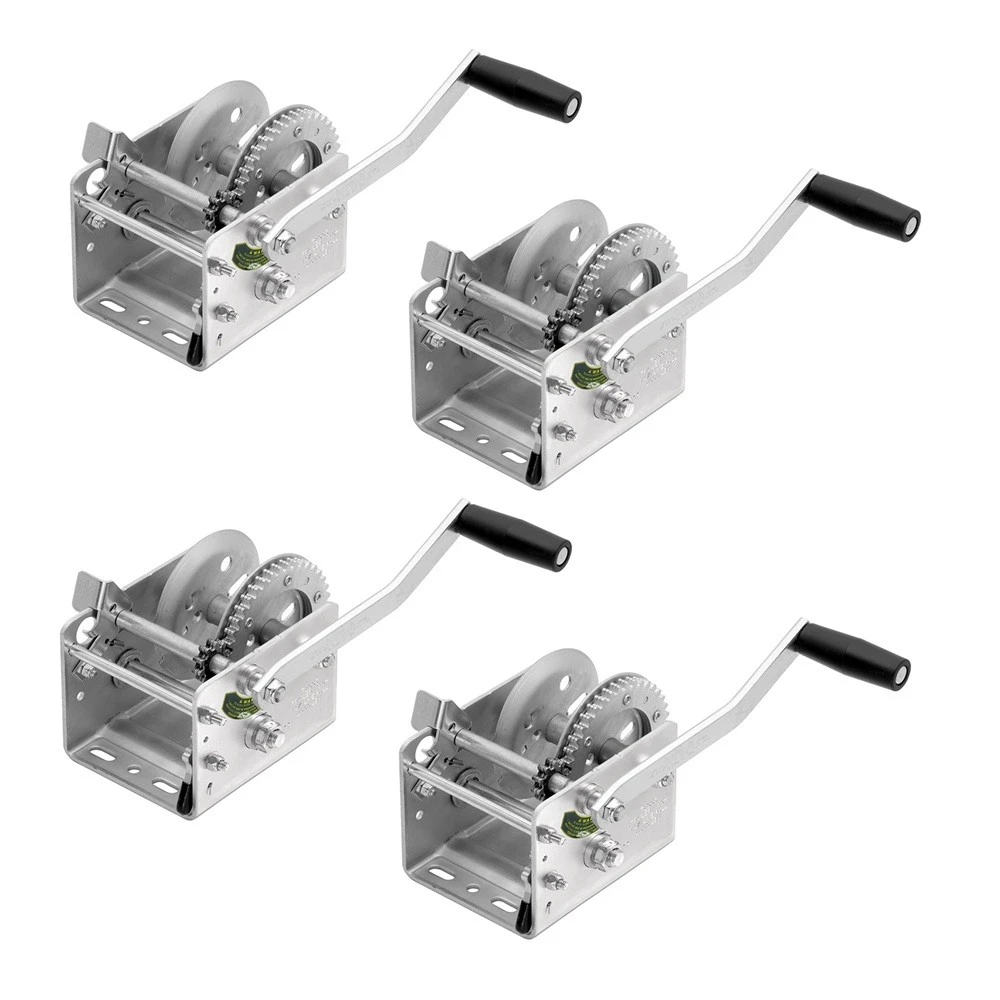 Fulton 2-Speed 2K Heavy Duty Trailer Winch with 6-1/4" Handle – 4-Pack No Strap