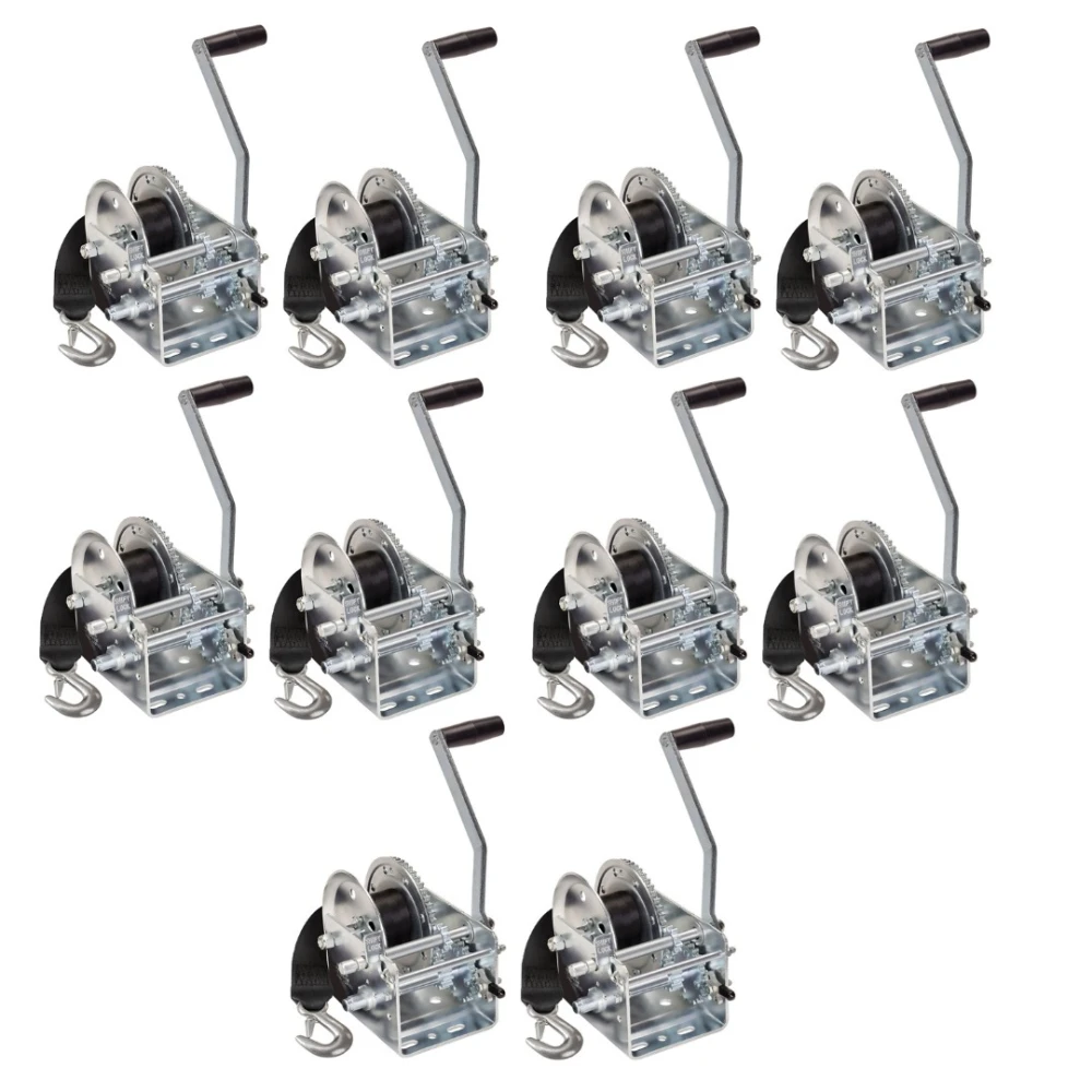 Fulton 2,600 lb Two-Speed Trailer Winch with 20 ft Strap and 10" Handle – 10 Pack