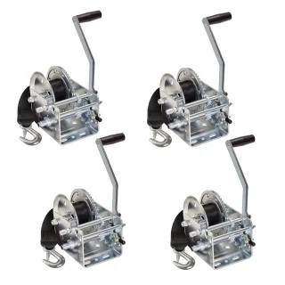 Fulton 2,600 lb Two-Speed Trailer Winch with 20 ft Strap and 10 Inch Handle – 4 Pack