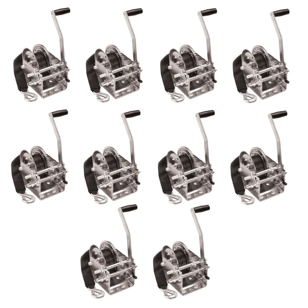 Fulton 2-Speed Heavy Duty Trailer Winch Bundle with Strap and Handle – 10 Pack