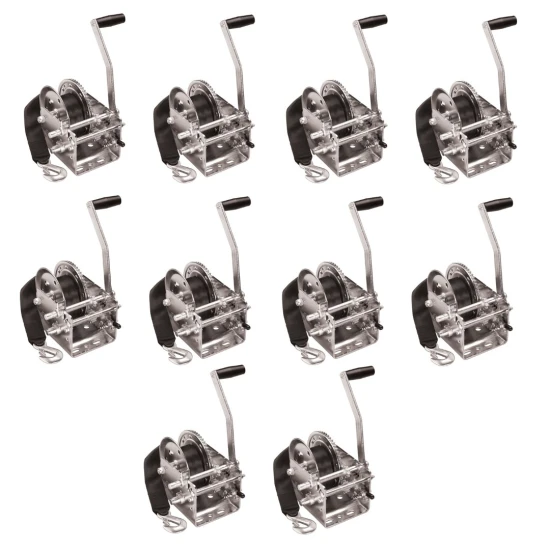 Fulton 2-Speed Heavy Duty Trailer Winch Bundle with Strap and Handle – 10 Pack