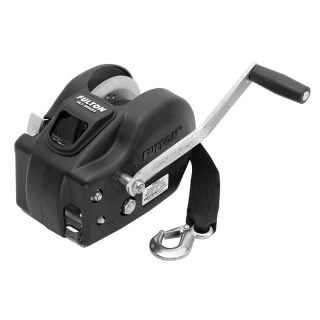 Fulton 2x 2-Speed 2,600 lb XLT Trailer Winches with 20' Strap and 10" Handle Black