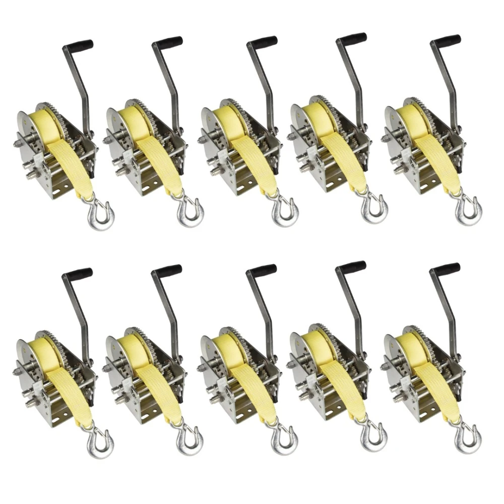 Fulton 3.2K Two-Speed Heavy Duty Trailer Winch with Strap and Handle – 10 Pack