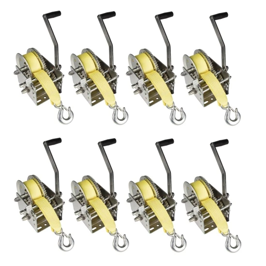 Fulton 3.2K Two-Speed Trailer Winch with Strap and Handle – 8 Pack