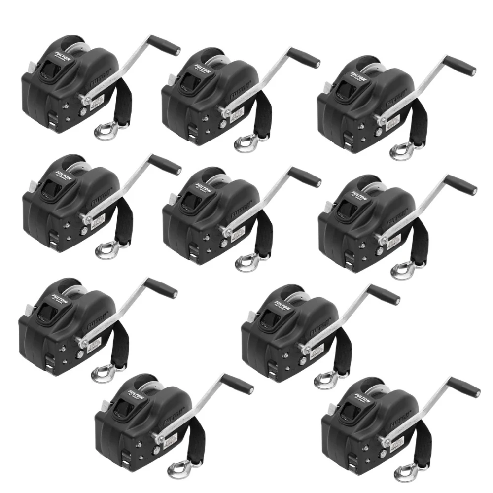 Fulton 3.2K 2-Speed XLT Trailer Winch with Strap and 10" Handle – 10-Pack