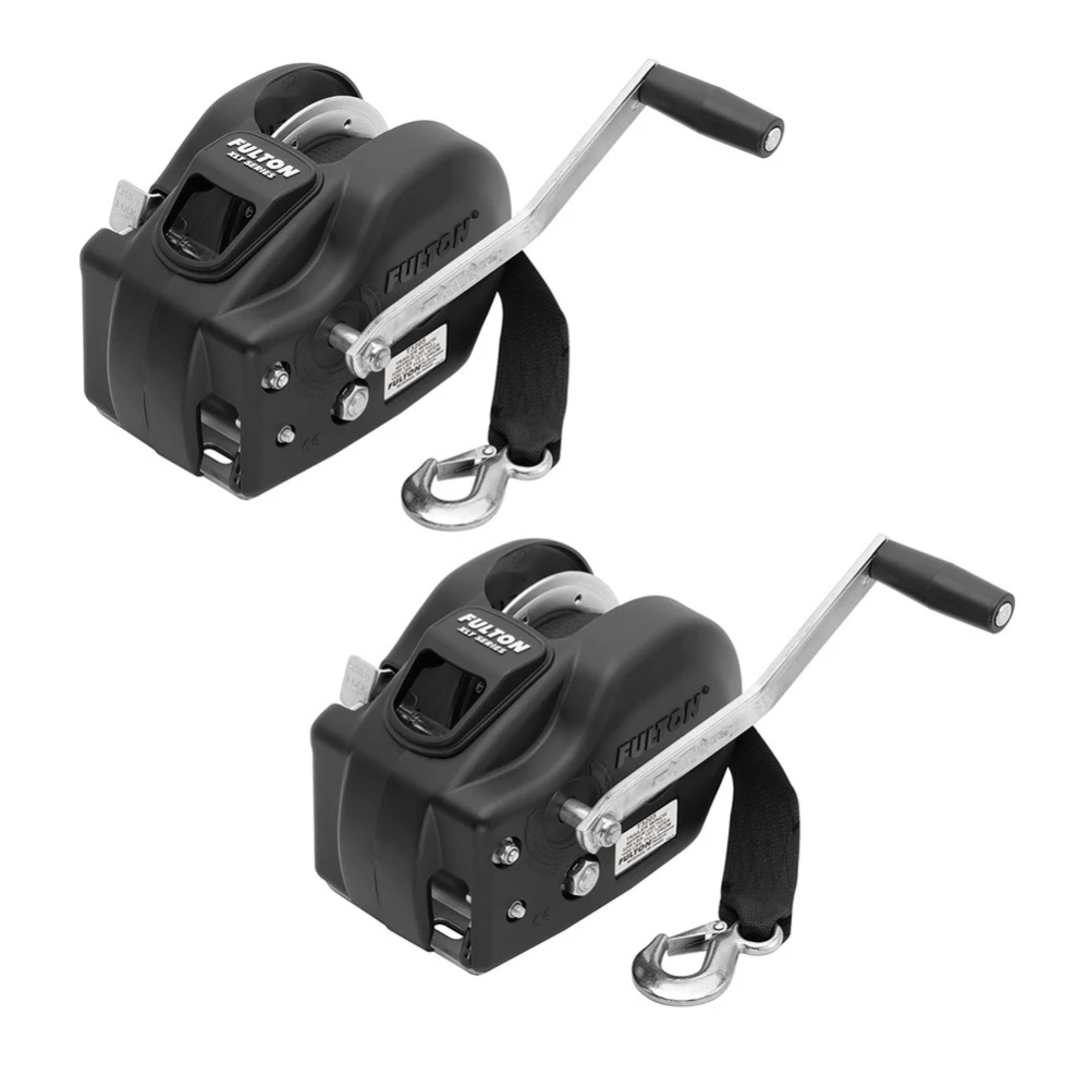 Fulton 2-Speed 3,200 lb XLT Trailer Winch with Strap and Handle – Black