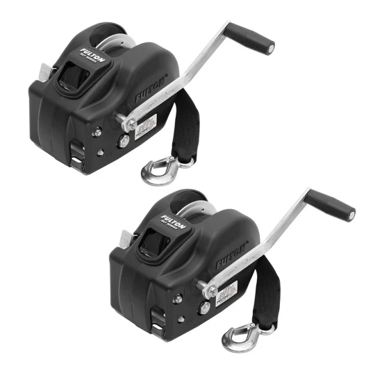 Fulton 2-Speed 3,200 lb XLT Trailer Winch with Strap and Handle – Black
