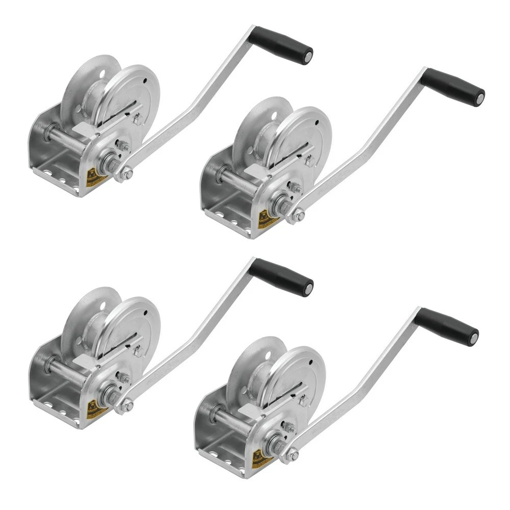 Fulton 1,000 lb Brake Winch with Plated Gear Cover and Dual Ratchet – 4-Pack Bundle