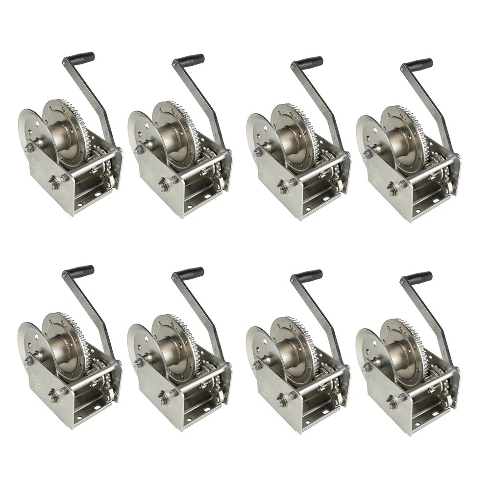 Fulton 1.5K Brake Winch with Cable – Dual Ratchet, Clear Zinc – Bundle of 8