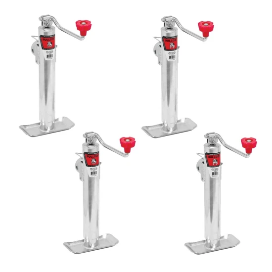 Pack of 4 Bulldog 2000 lb Topwind Pipe Mount Swivel Trailer Jacks – 10″ Lift