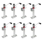 Eight Bulldog 2K Sidewind Snap Ring Swivel Trailer Jacks with 10-inch Lift in Silver Zinc Finish
