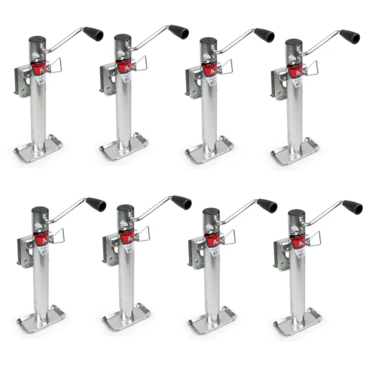 Eight Bulldog 2K Sidewind Snap Ring Swivel Trailer Jacks with 10-inch Lift in Silver Zinc Finish
