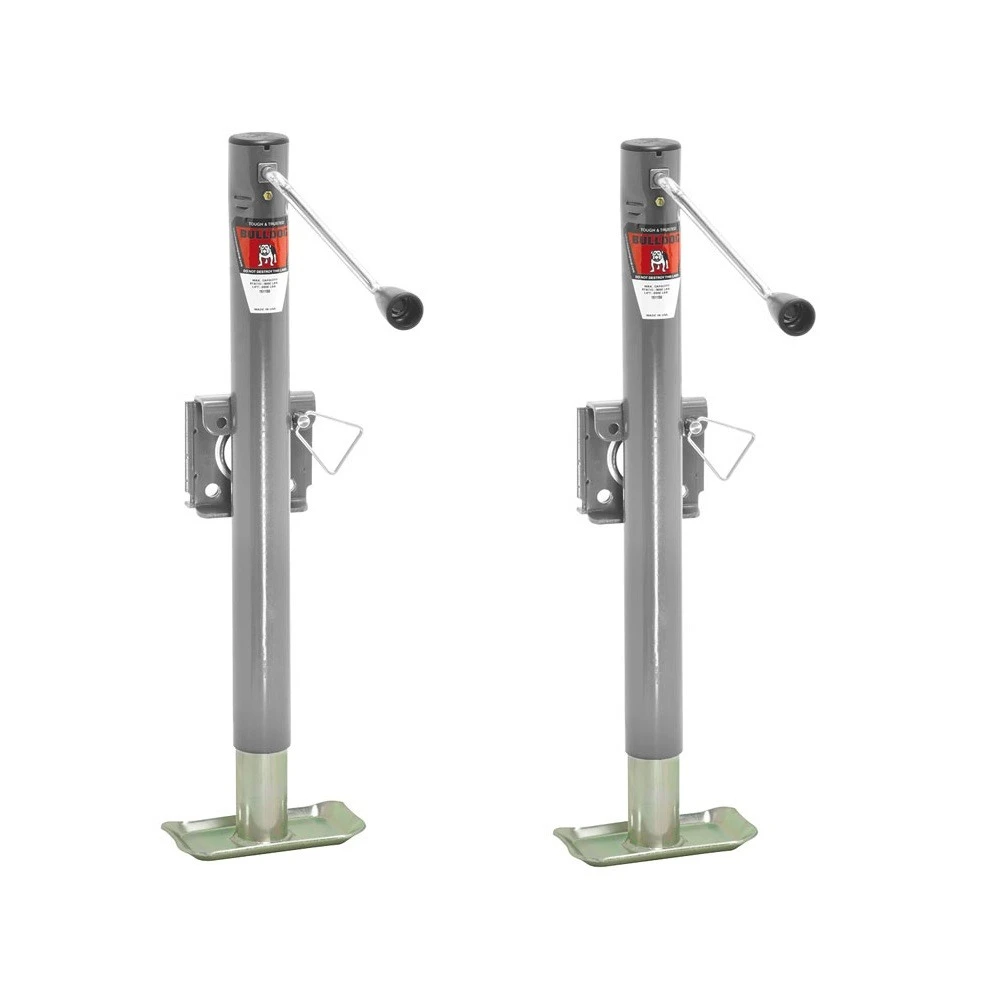 Bulldog 2K lb snap-ring swivel trailer jack 15″ sidewind footplate 2-pack