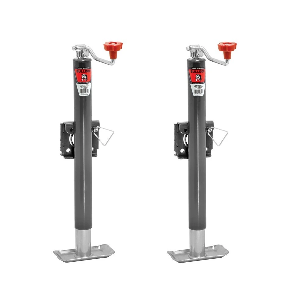 Bulldog 2K Snap Ring Swivel Trailer Jacks with 15" Topwind Lift and Footplate – Set of 2