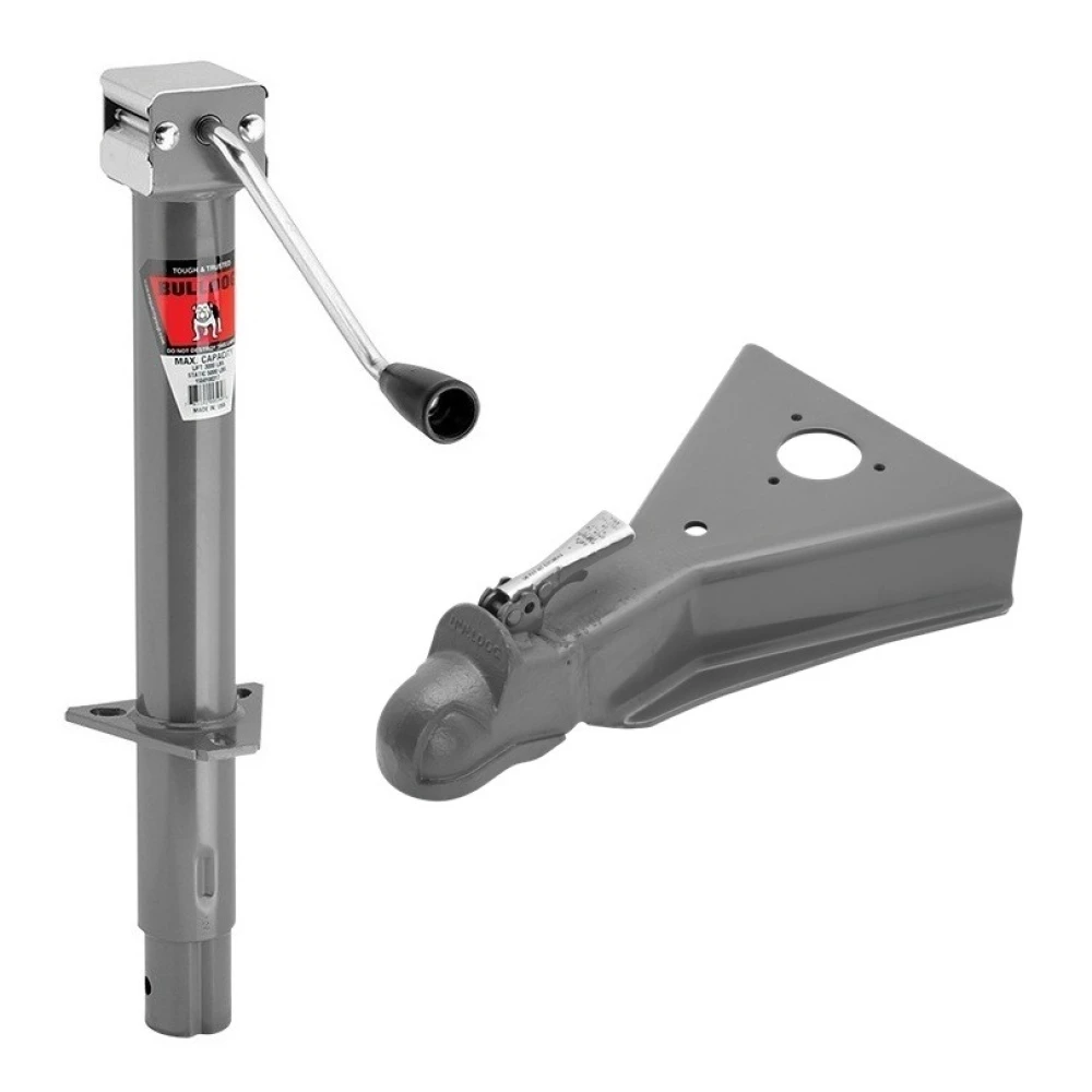 BULLDOG A-Frame Trailer Jack with 15in Sidewind Lift and 12,500lb Cast Head Coupler for 2-5/16in Ball