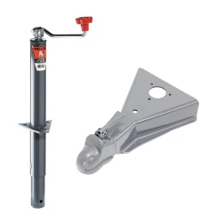 Bulldog 2K Round A-Frame Trailer Jack Topwind 15" Lift w/ 15K Cast Head Coupler for 2-5/16" Ball