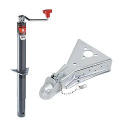 Bulldog 2K Round A-Frame Trailer Jack Topwind 15" Lift w/ 15K Cast Head Coupler for 2-5/16" Ball