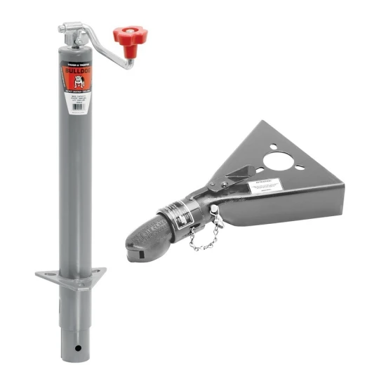 Bulldog 2K Round A-Frame Trailer Jack with 15in Lift and 5K Collar-Lok Coupler for 2in Ball