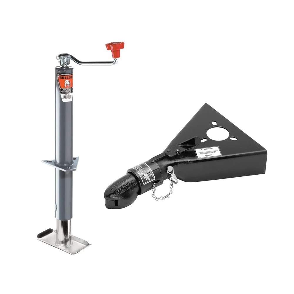 Bulldog 2K A-Frame Trailer Jack with Footplate and 7K Collar-Lok Coupler – 15″ Topwind