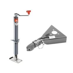 Bulldog 2K A-Frame Trailer Jack and Footplate 15" Lift Topwind w/ 5K Collar-Lok Coupler for 2" Ball