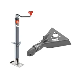 Bulldog 2K A-Frame Trailer Jack and Footplate 15" Lift Topwind w/ 5K Collar-Lok Coupler for 2" Ball