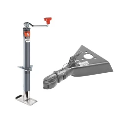 Bulldog 2K A-Frame Trailer Jack and Footplate 15" Lift Topwind w/ 7K Collar-Lok Coupler for 2" Ball