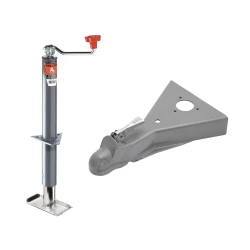 Bulldog 2K A-Frame Trailer Jack and Footplate 15" Lift Topwind w/ 8K Coupler for 2" Ball
